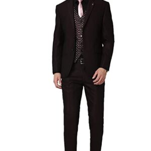 Van Heusen Men's Polyester Blend Brown Three Piece Suit Business Pants Set (VHSUCSLFL78182 44)