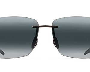 Maui Jim BREAKWALL Polarized Aviator Unisex Sunglasses (422-02, Gloss Black Frame/Neutral Grey, One Size)