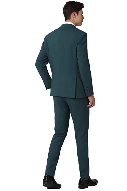 Peter England Polyester Blend Men Green Three Piece Suit Business Vest (PIS3SNSFS67190 42) - Image 2