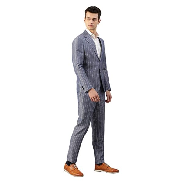 BRUUN & STENGADE Navy Blue Wool Blend Slim Fit Suit Set - Image 3