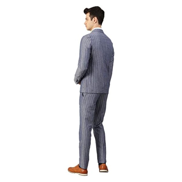 BRUUN & STENGADE Navy Blue Wool Blend Slim Fit Suit Set - Image 4