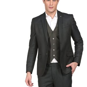 Arrow Men Olive Tailored Regular Fit Self Designed Three Piece Suit