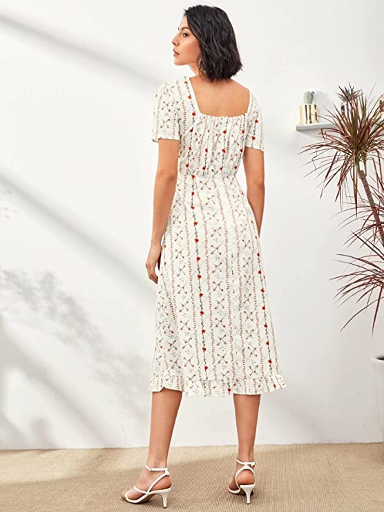 Lymio Women's Polyester A-Line Below The Knee Dress - Image 3